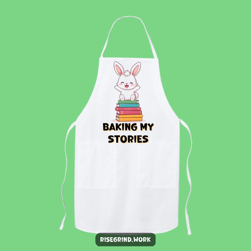 Funny Bunny Book Hopper Apron: Joyful Hop & Books Kitchen Wear