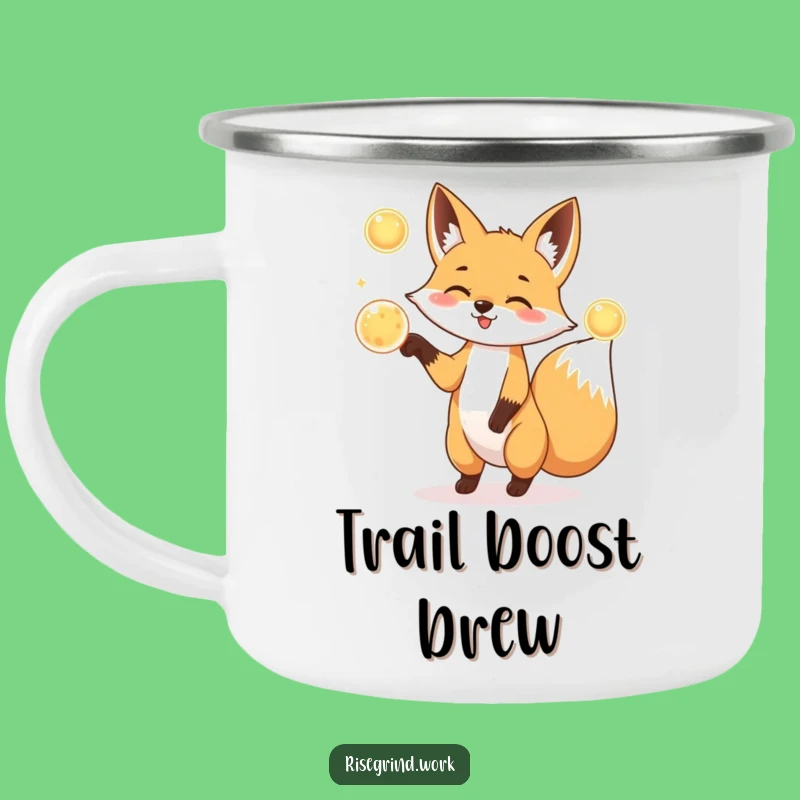 Funny Fox Juggler Camping Mug: Durable Energy Orb Outdoor Cup