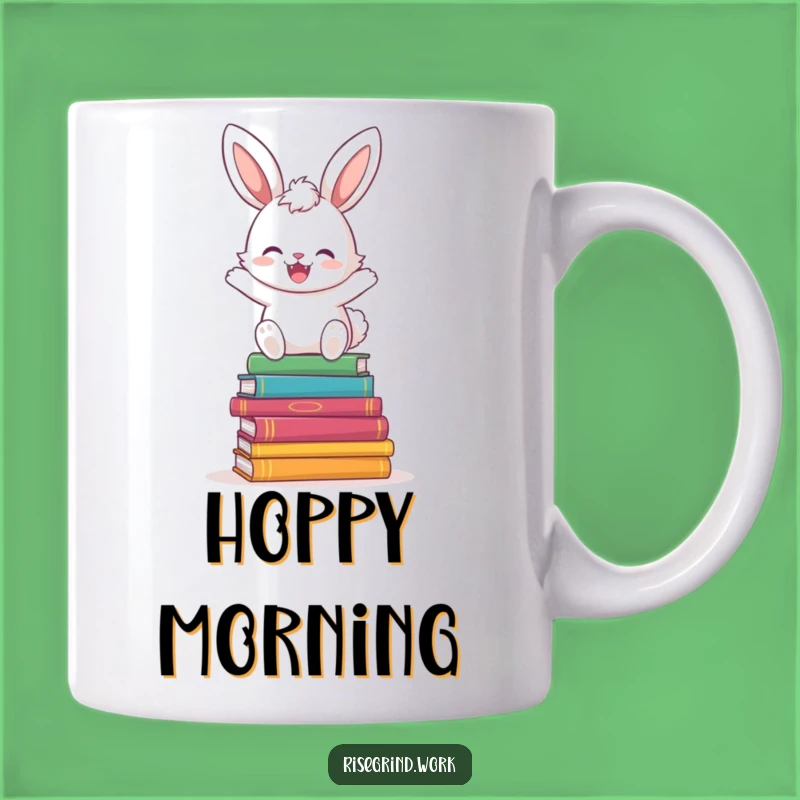 Funny Bunny Book Hopper Mug: Joyful Hop & Colorful Books, Perfect Gift