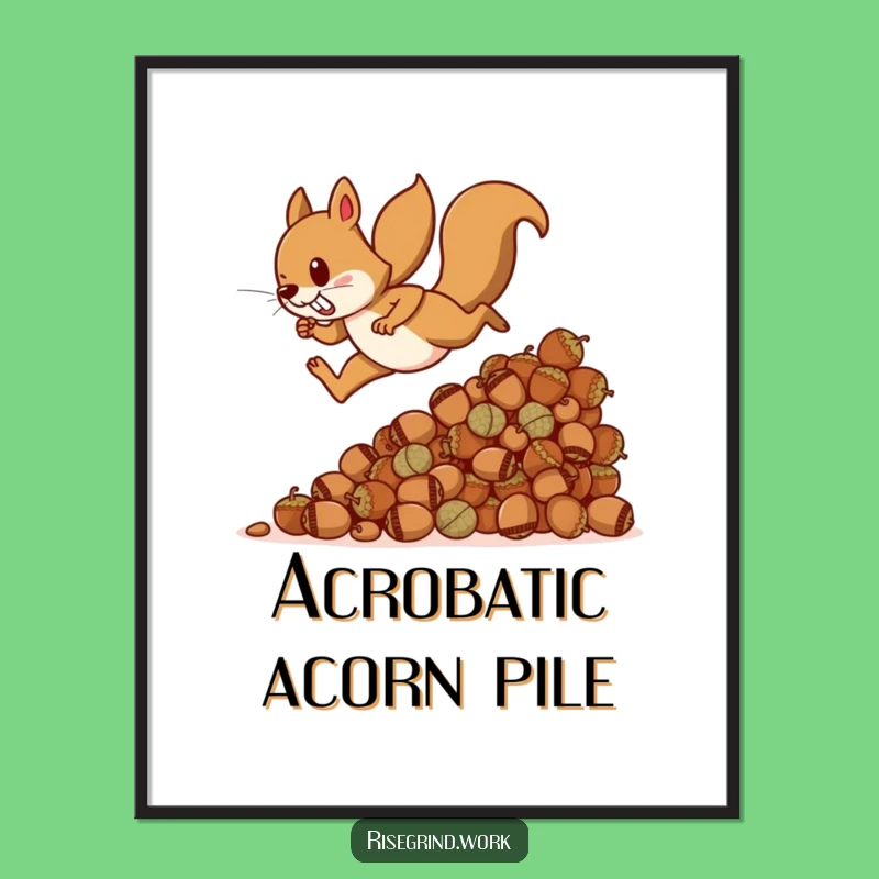 Funny Squirrel Acorn Digital Art Print - Hilarious Motivational Wall Decor