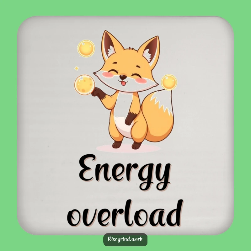 Funny Fox Juggler Drink Coaster: Energy Orb Table Protector