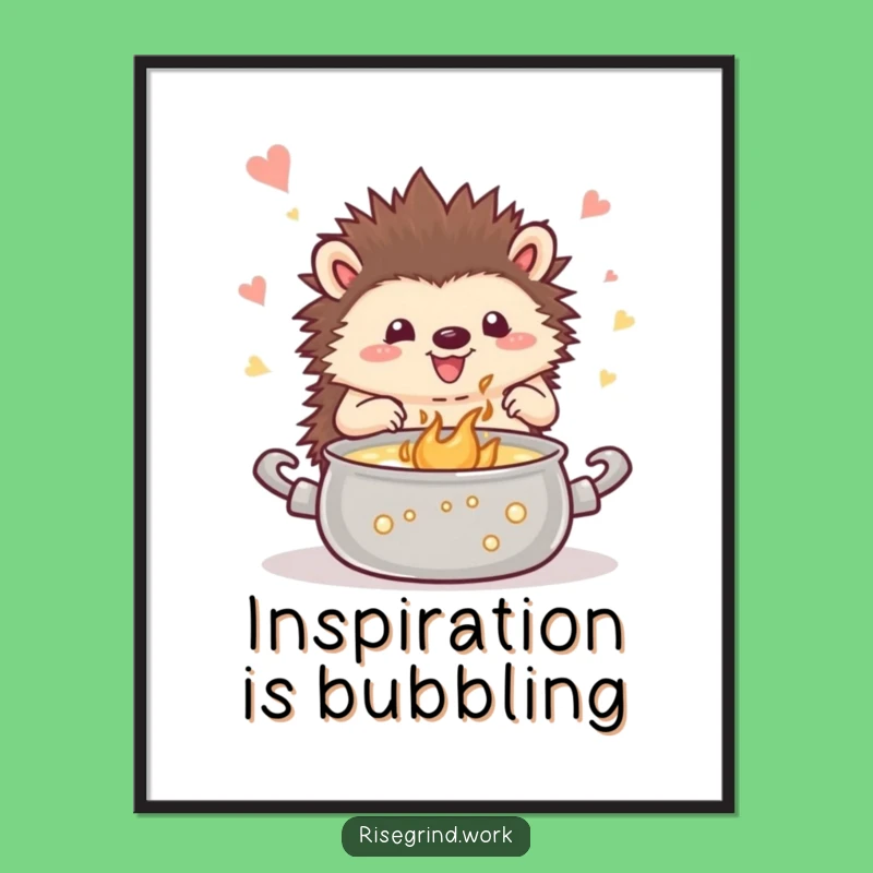 Funny Hedgehog Inspiration Poster - Hilarious Art for Creative Spaces