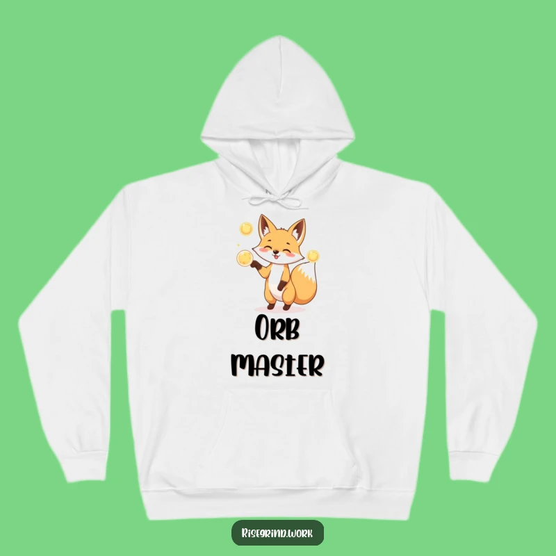 Cozy Funny Fox Juggler Hoodie: Warm Energy Orb Design Sweatshirt