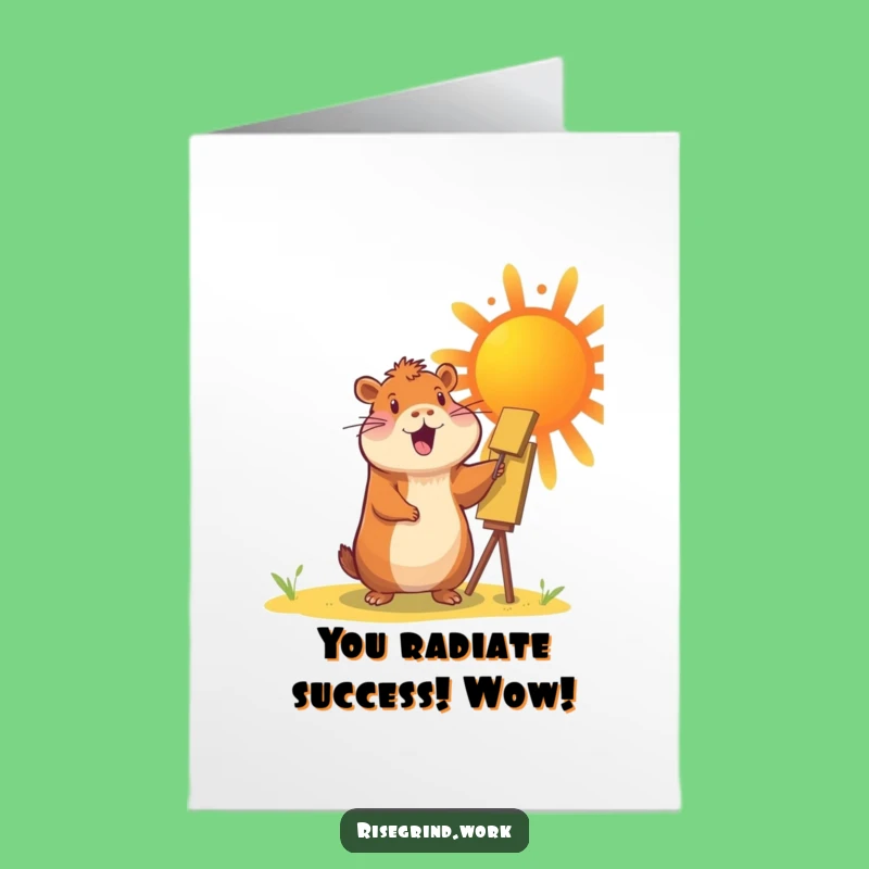 Free Printable Capybara Congrats Card: Cheerful Capybara Paints Success Sun