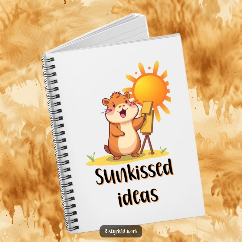 Funny Capybara Sun Painter Notebook with a cheerful capybara painting a vibrant sun.