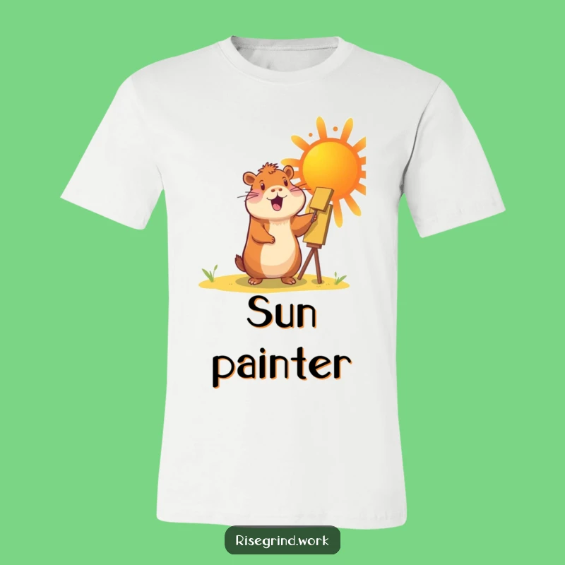 Funny Capybara Sun Painter T-Shirt: Cheerful Art & Vibrant Sun Tee