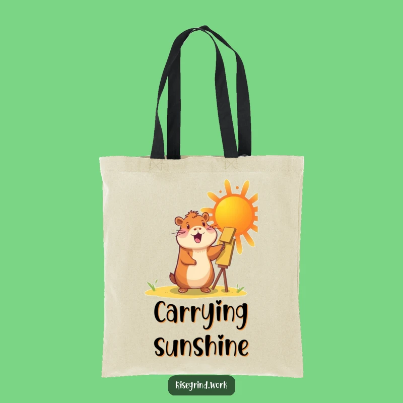 Funny Capybara Sun Painter Tote Bag: Spacious Art & Sun Canvas Bag